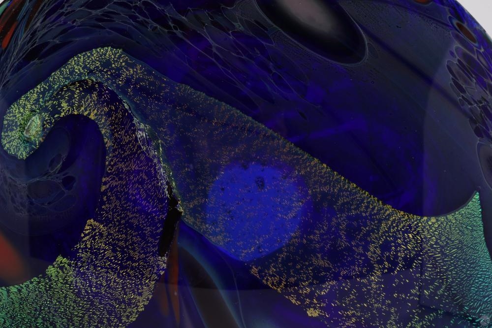 Artwork by Rollin Karg, Studio Art Glass Disc Sculpture, Made of Studio Art Glass