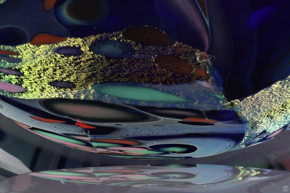 Artwork by Rollin Karg, Studio Art Glass Disc Sculpture, Made of Studio Art Glass