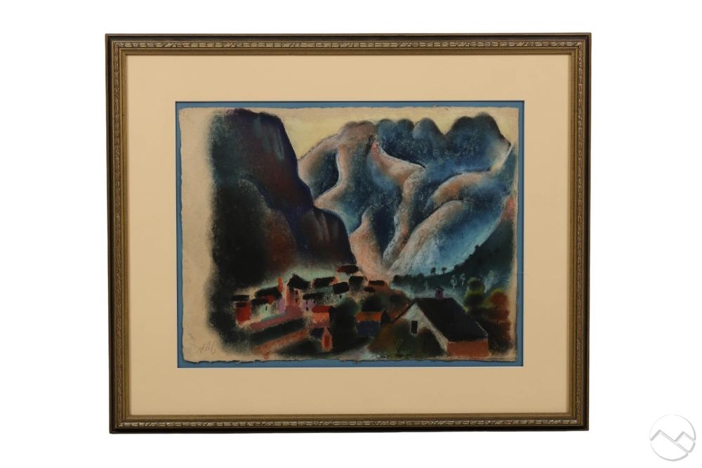 Artwork by Richard Ziegler, Pastel Valley Landscape, Made of Pastel On Deckled Edge Paper