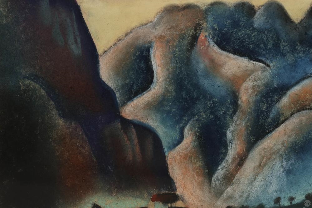 Artwork by Richard Ziegler, Pastel Valley Landscape, Made of Pastel On Deckled Edge Paper