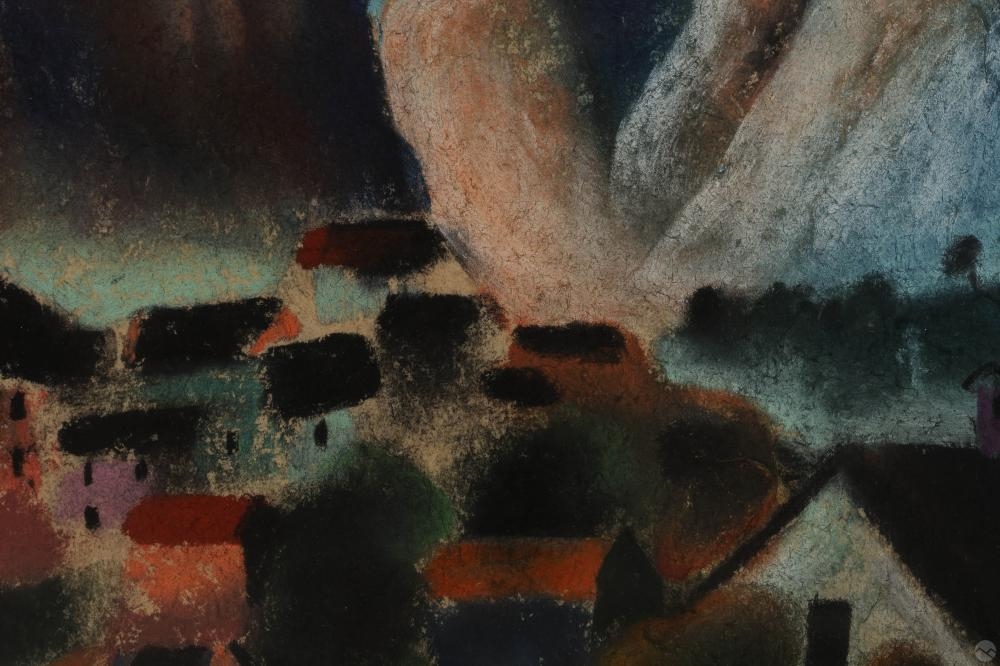 Artwork by Richard Ziegler, Pastel Valley Landscape, Made of Pastel On Deckled Edge Paper