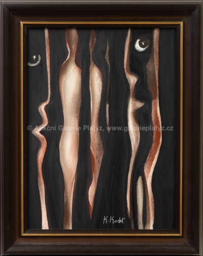 Artwork by Kristian Kodet, Milenci, Made of oil/canvas fixed on cardboard