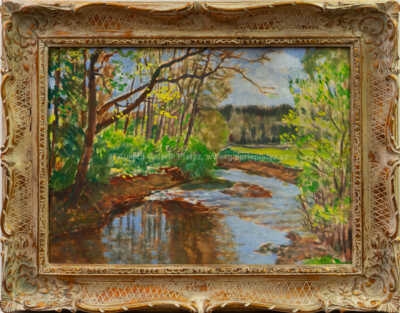 Artwork by Antonín Hudeček, Motiv z Častolovic, Made of oil/cardboard