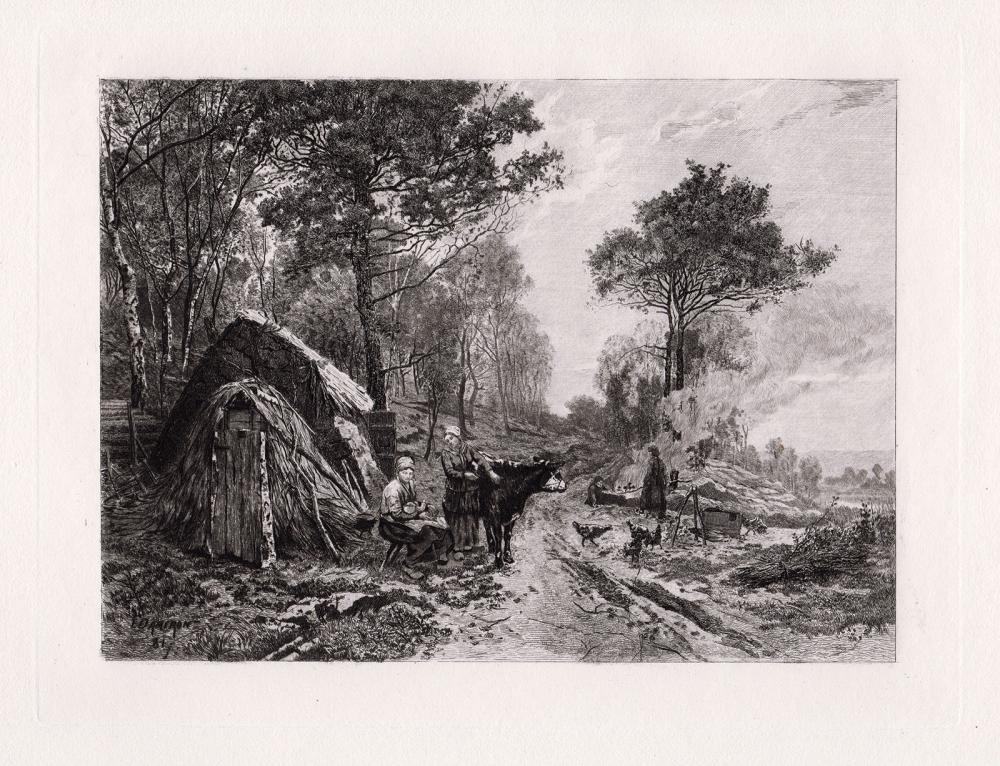 Artwork by Charles-Emile Dameron, The Woodcutters, Made of Hand Pulled Copper Plate Etching On Wove Paper
