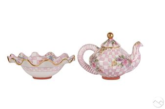 Rose Petal Teapot & Serving Bowl - Mackenzie Childs