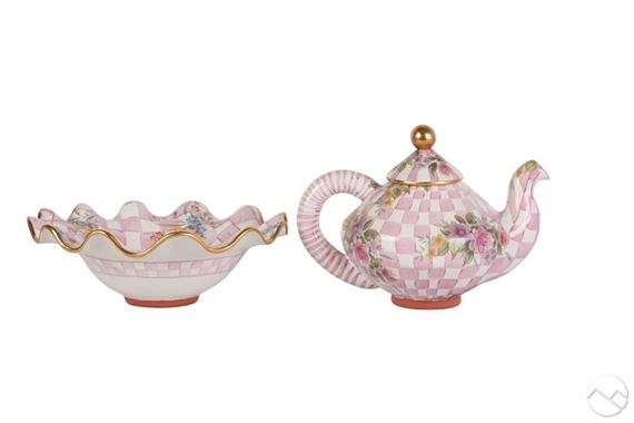Rose Petal Teapot & Serving Bowl - Mackenzie Childs