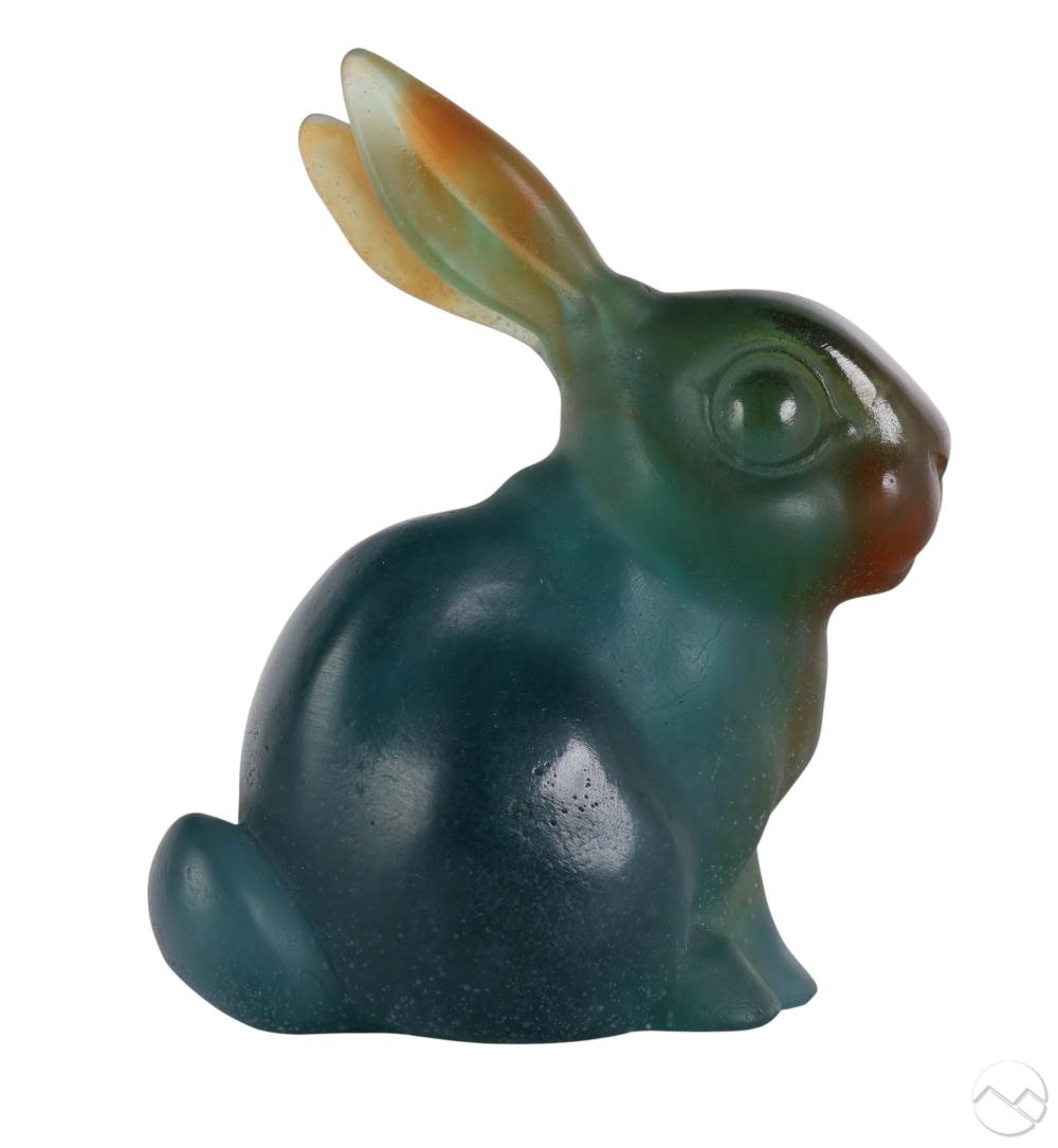 Daum Frères | Pate de Verre Glass Rabbit Sculpture | MutualArt
