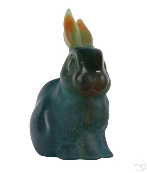 Daum Frères | Pate de Verre Glass Rabbit Sculpture | MutualArt