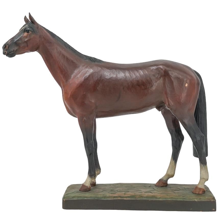 Artwork by Helmut Diller, ANRI Limited Ed. Horse Sculpture, Made of Hand Painted Carved Composite