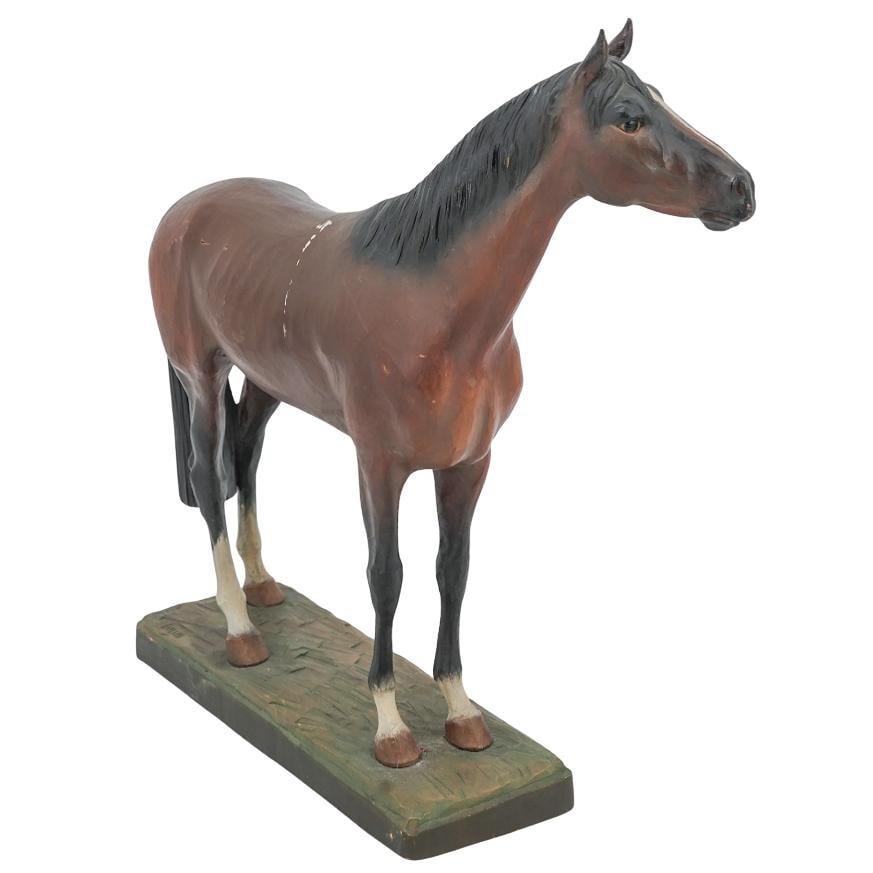 Artwork by Helmut Diller, ANRI Limited Ed. Horse Sculpture, Made of Hand Painted Carved Composite