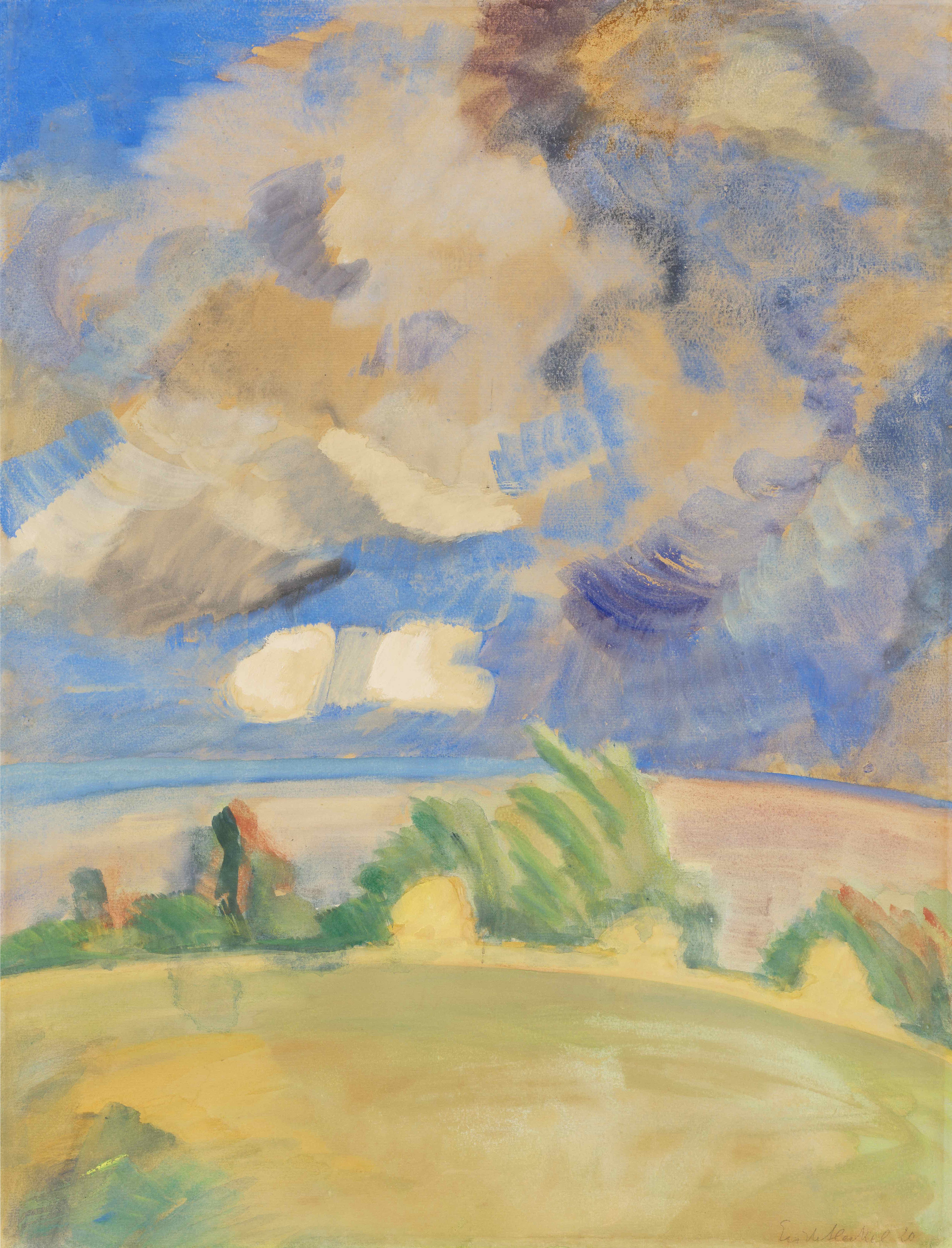 Artwork by Erich Heckel, Gewitter über Angeln, Made of Watercolor