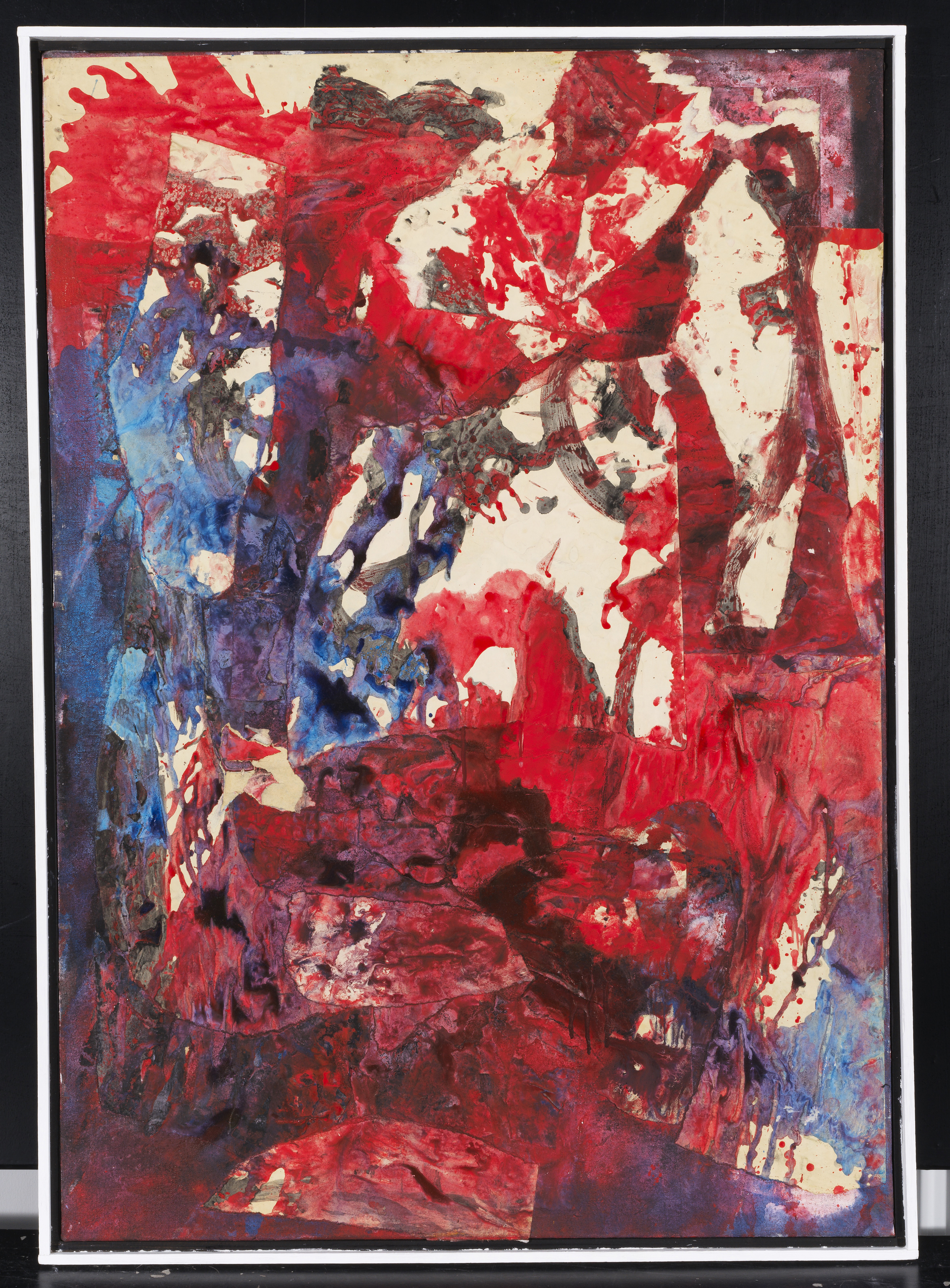 Artwork by Fred Thieler, Flächenrelief-b/64, Made of Mixed Media With Collaged Paper On Canvas