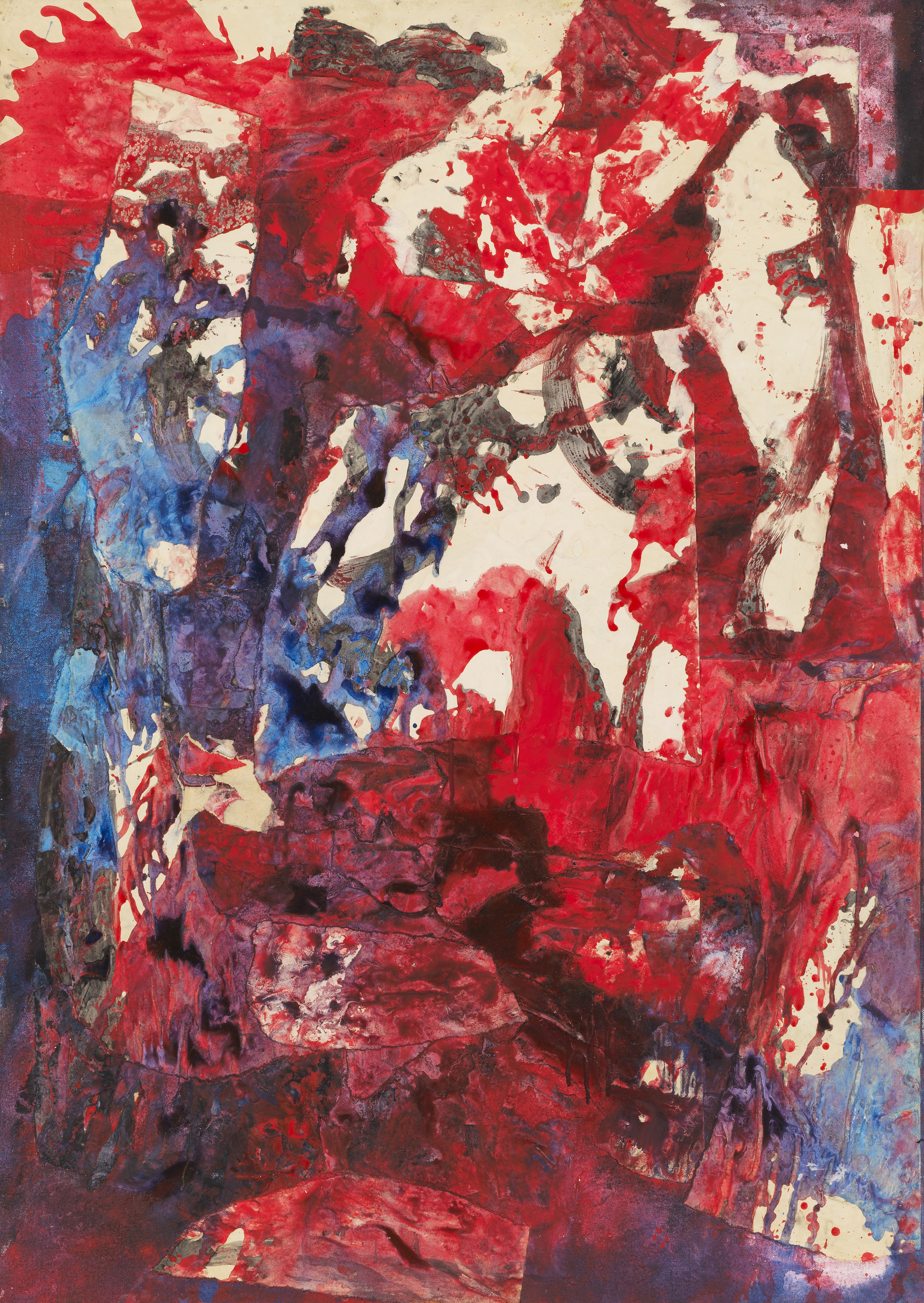 Artwork by Fred Thieler, Flächenrelief-b/64, Made of Mixed Media With Collaged Paper On Canvas