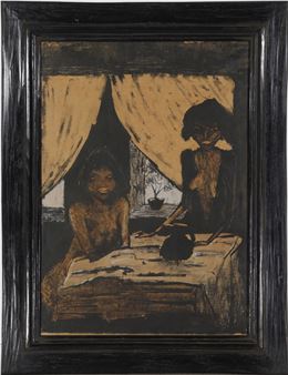 Zwei Zigeunermädchen im Wohnraum - Otto Müller