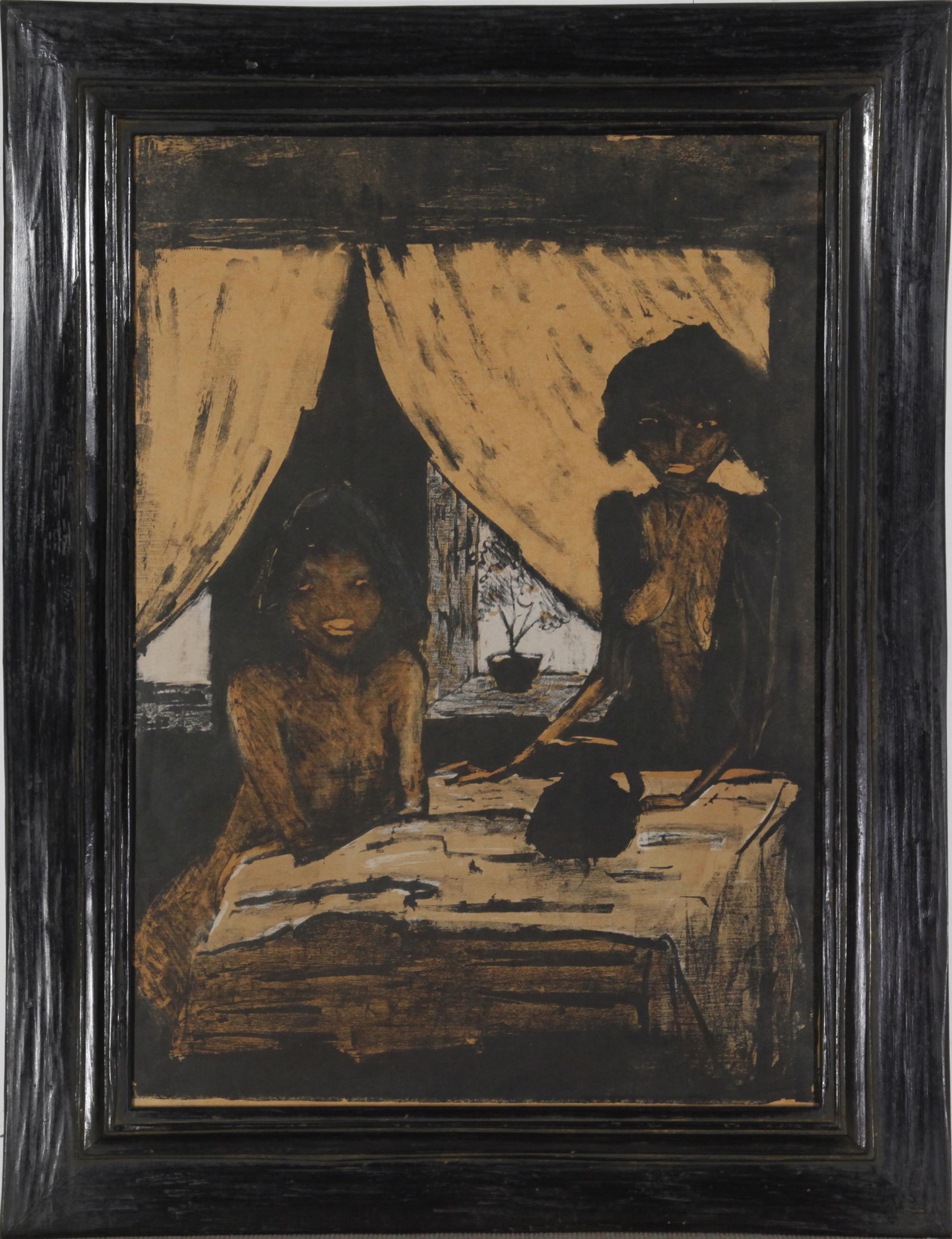 Artwork by Otto Müller, Zwei Zigeunermädchen im Wohnraum, Made of Lithograph In Colors