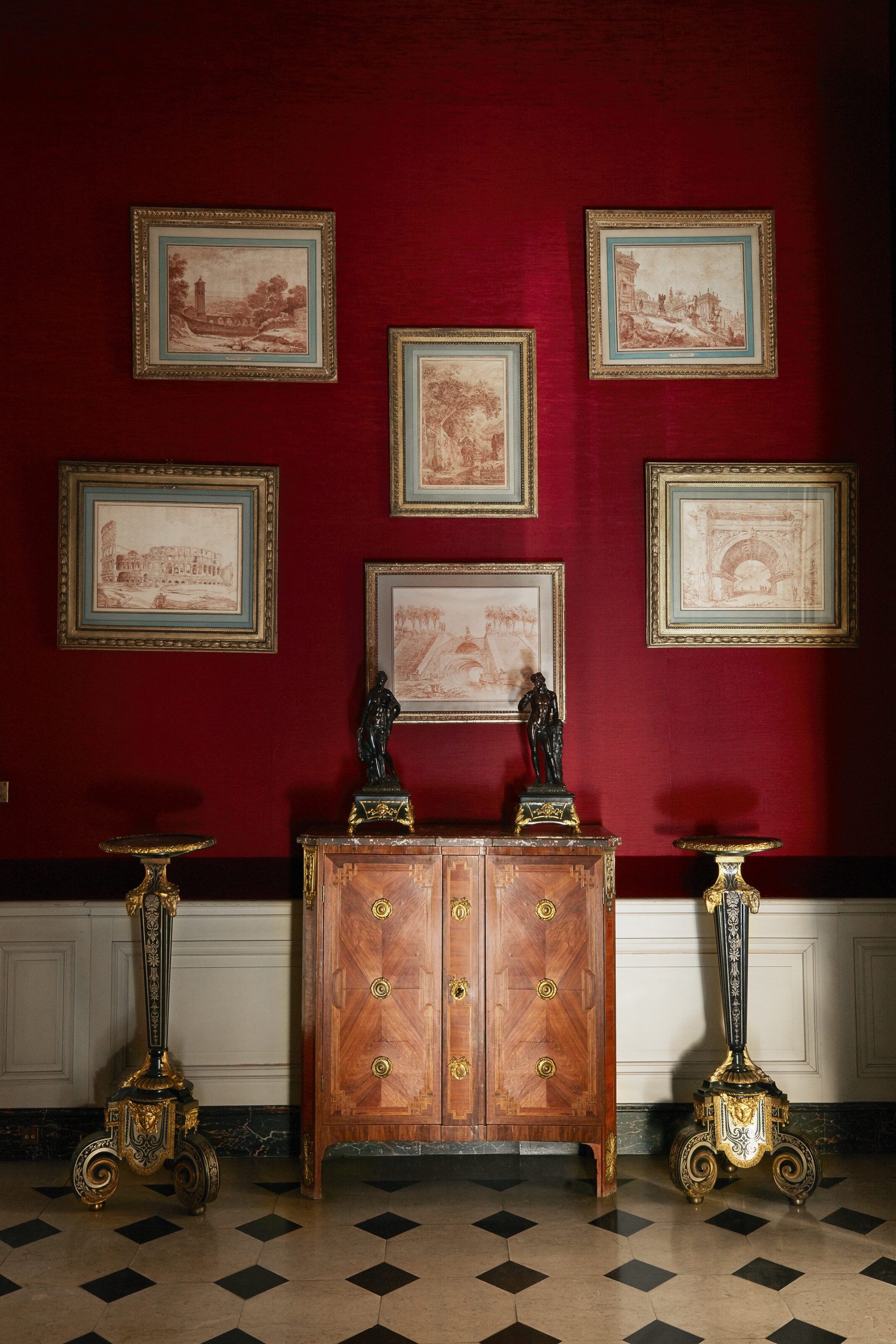 Artwork by Jean-Honoré Fragonard, La fontaine de Pomone et l'allée des Cent Fontaines de la Villa d'Este à Tivoli, Made of RED CHALK