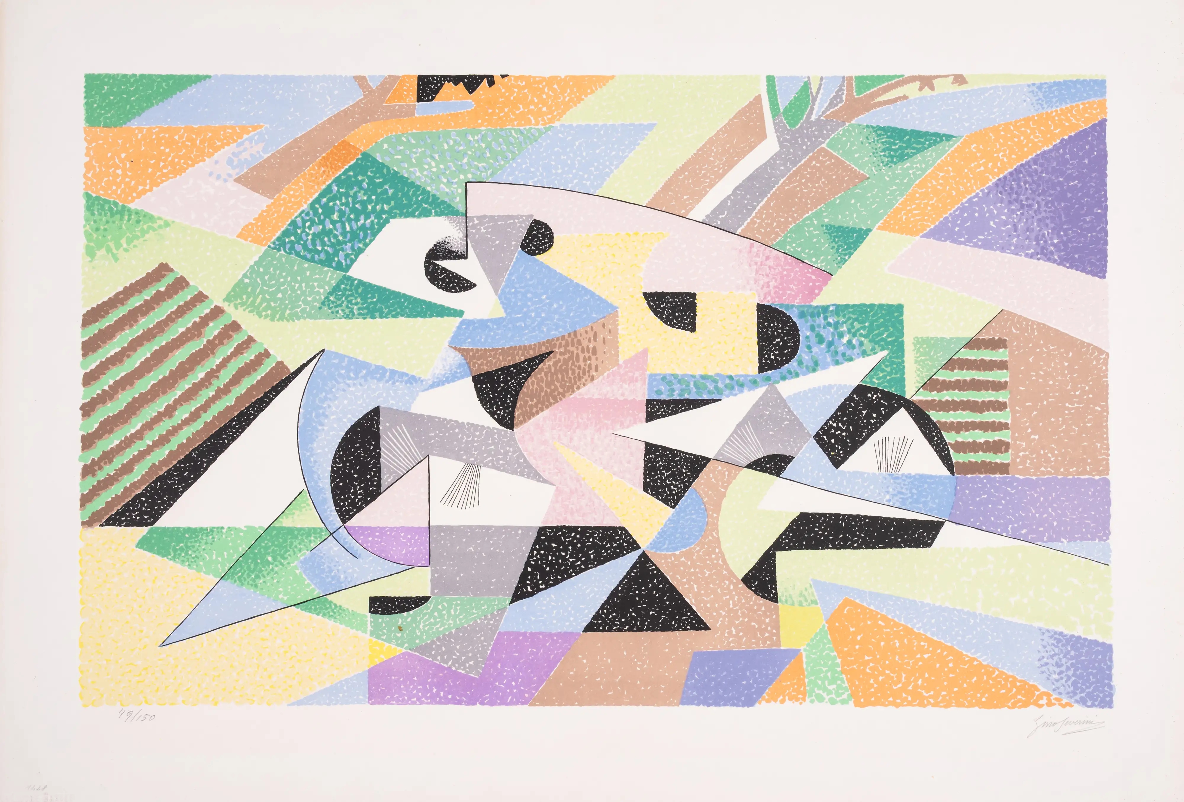 Artwork by Gino Severini, Le Cycliste, Made of Lithograph Printed In Colours