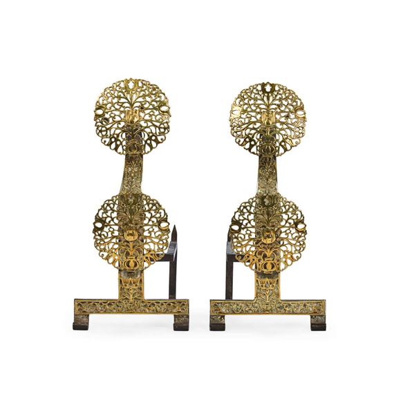 PAIR OF ARTS & CRAFTS FIRE DOGS