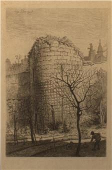 Gardner Working by Old Castle Wall - Léopold Flameng