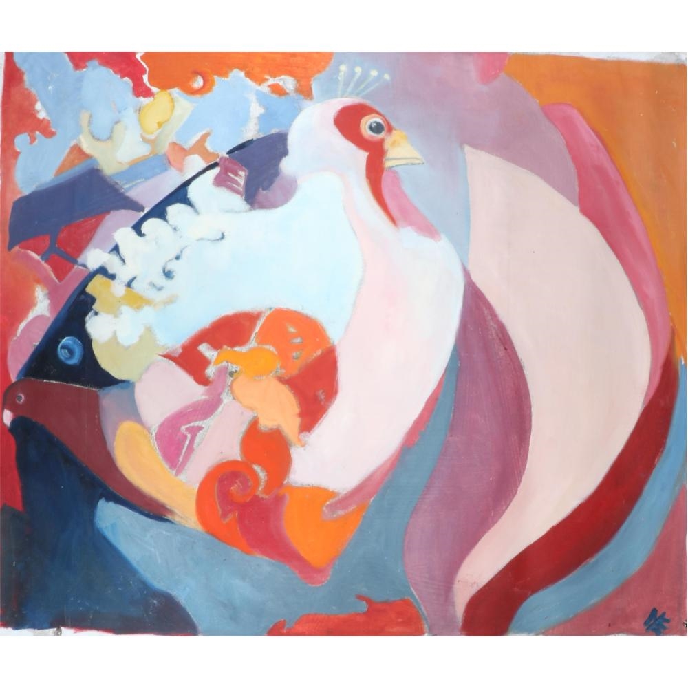 Mae Alice Engron | abstract with bird of paradise | MutualArt