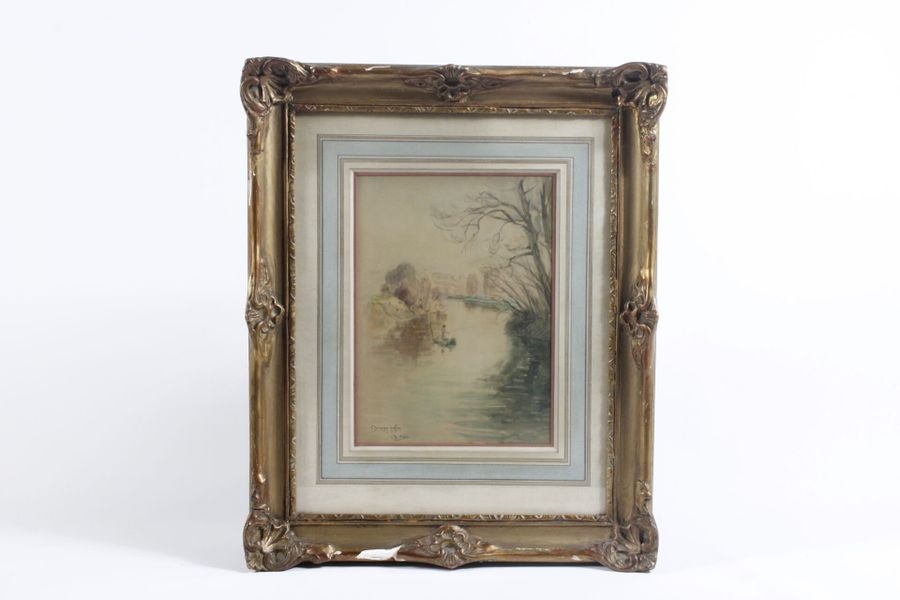 Artwork by Charles Jouas, Fisherman on his river, Made of Watercolor And Drawing On Paper