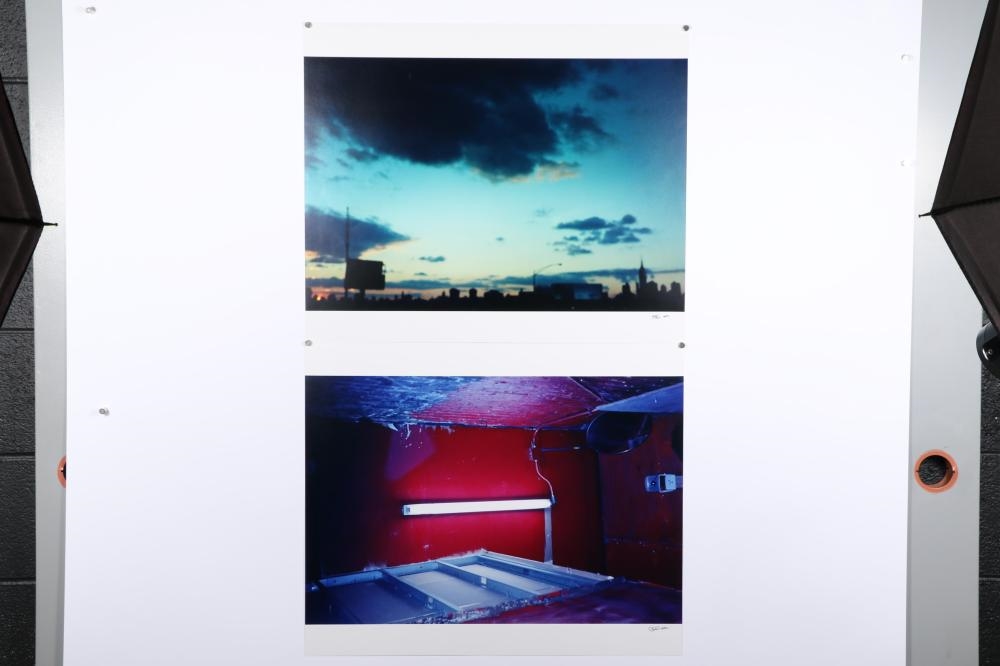 Artwork by Carl Pope, city landscape silhouette, 2002 / interior scene, 2002, Made of 2 Photographs