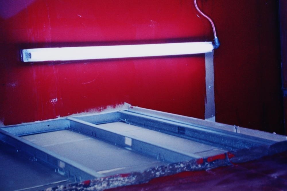 Artwork by Carl Pope, city landscape silhouette, 2002 / interior scene, 2002, Made of 2 Photographs