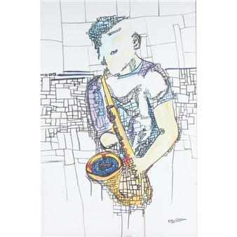 Improvisation, abstract saxophone player - Katherine Kally Musser