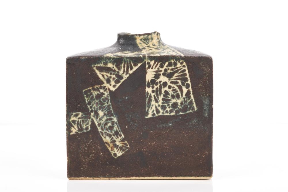 Artwork by Hiroe Swen, Rectangular Bud Vase, Made of Slab-Built Stoneware