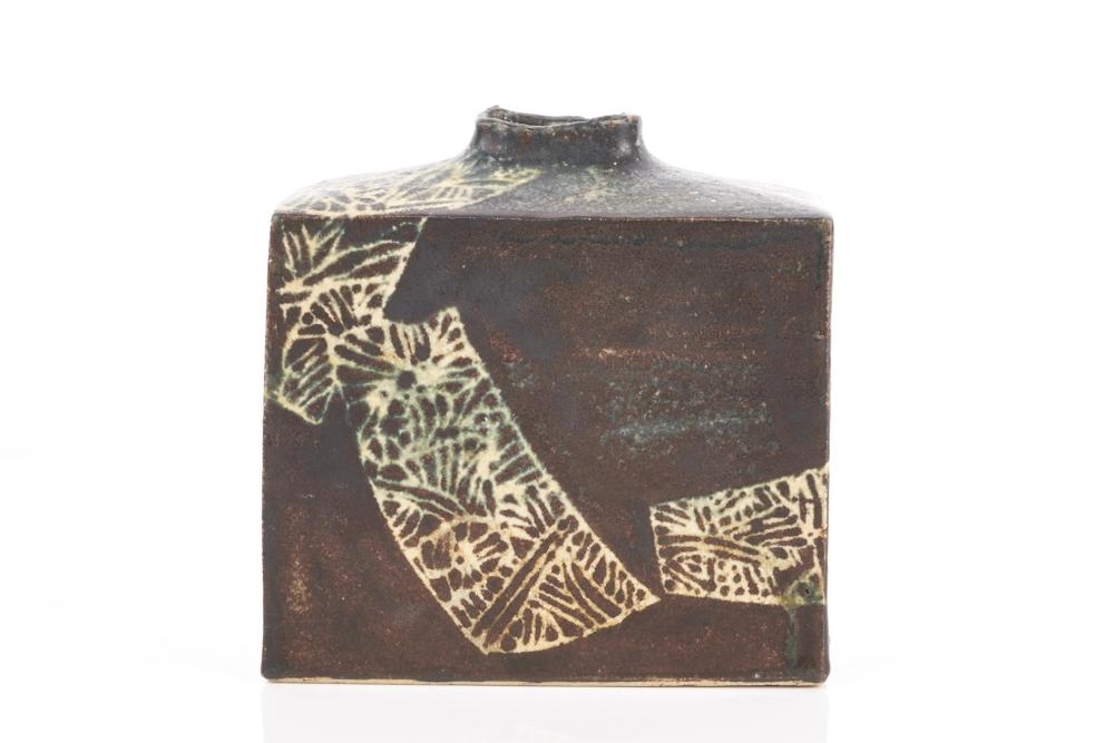 Artwork by Hiroe Swen, Rectangular Bud Vase, Made of Slab-Built Stoneware