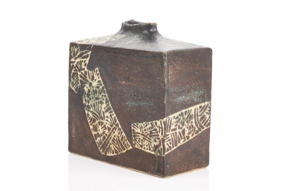 Artwork by Hiroe Swen, Rectangular Bud Vase, Made of Slab-Built Stoneware