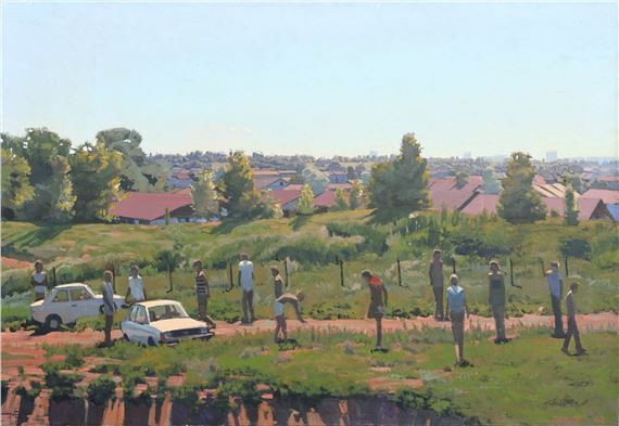 Untitled (Figures on the Edge of a City by Philip Geiger, 1983