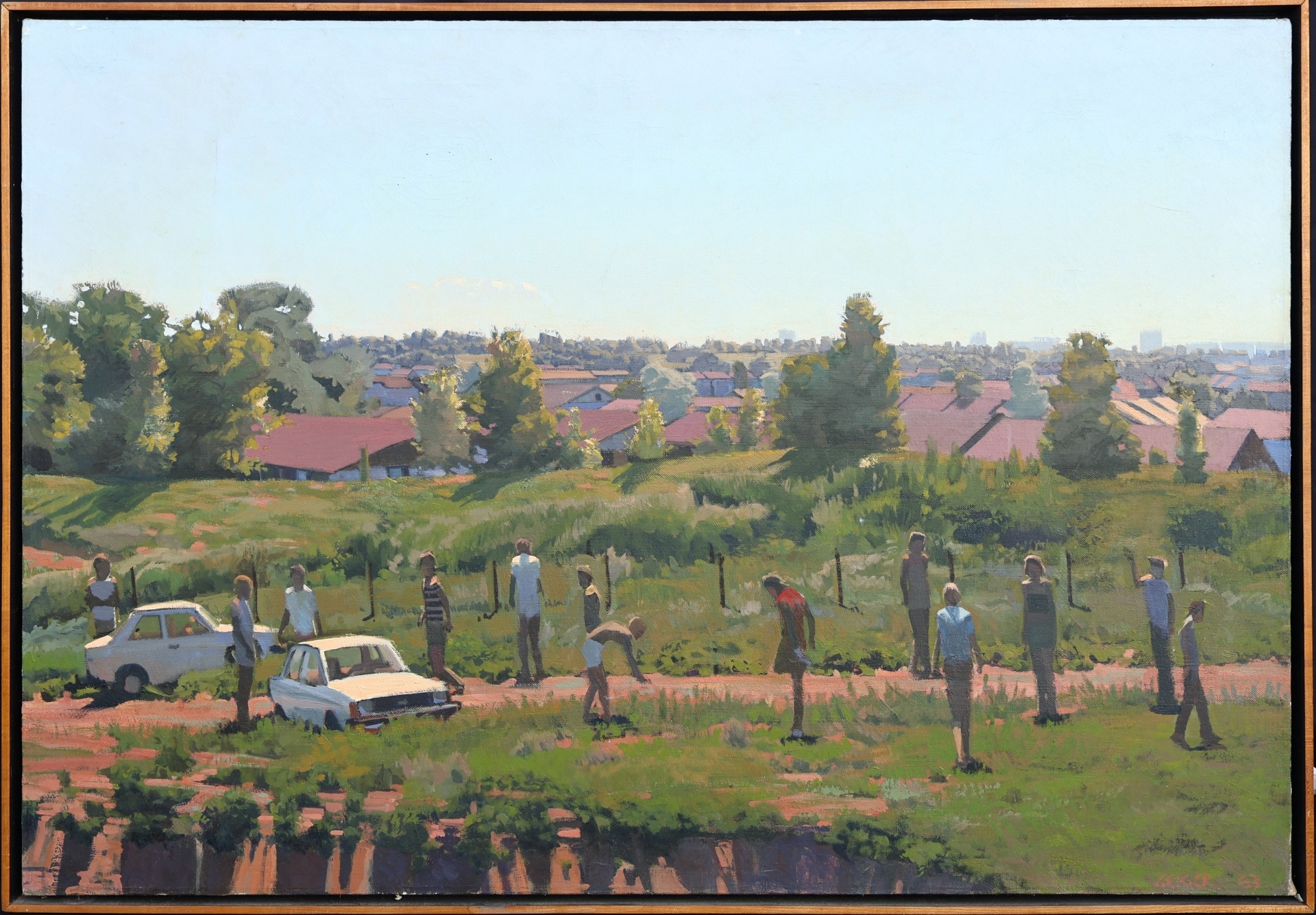 Artwork by Philip Geiger, Untitled (Figures on the Edge of a City, Made of Oil On Canvas