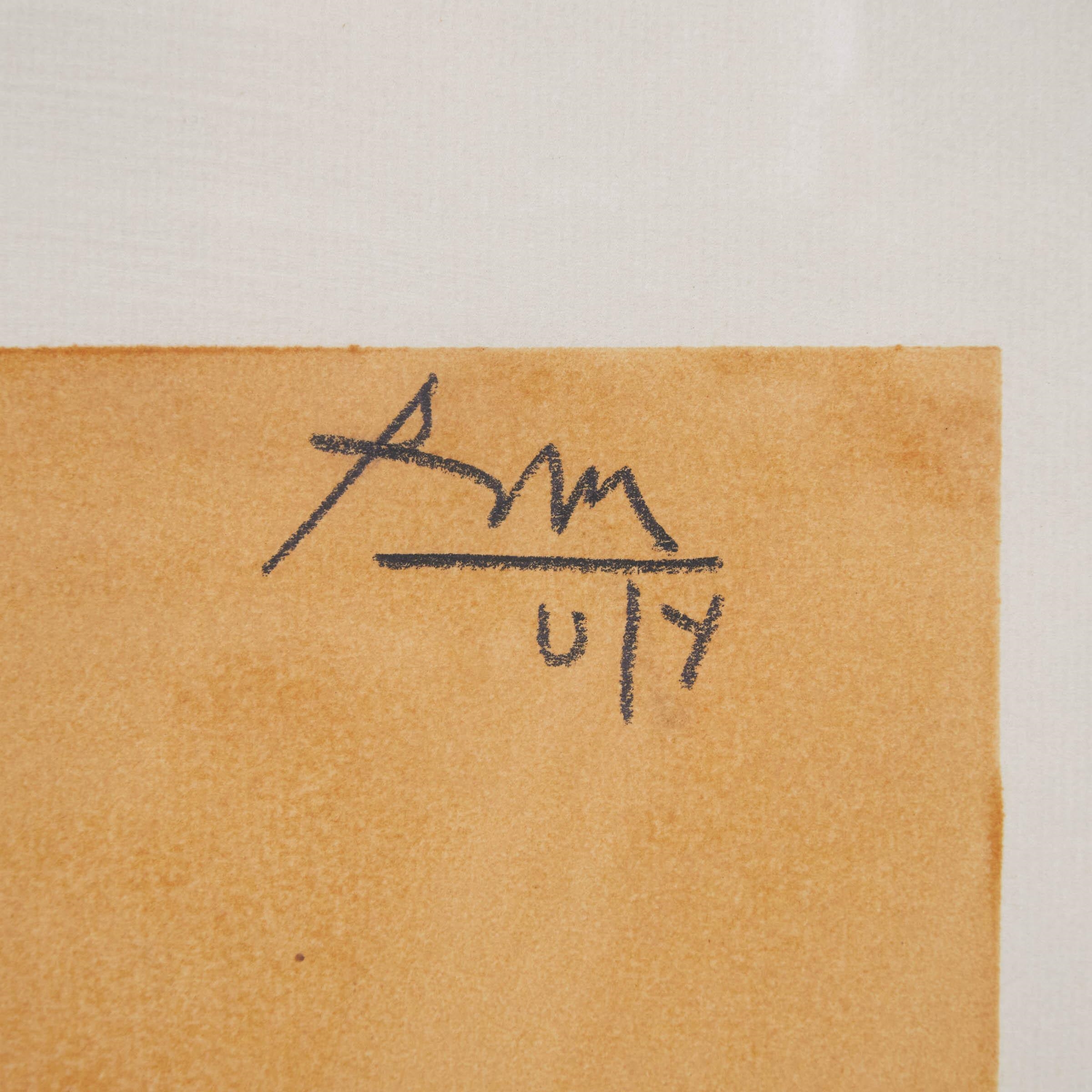 Artwork by Robert Motherwell, ABYSS, Made of Monotype Printed In Ochre With Collage On Buff Fabriano Paper