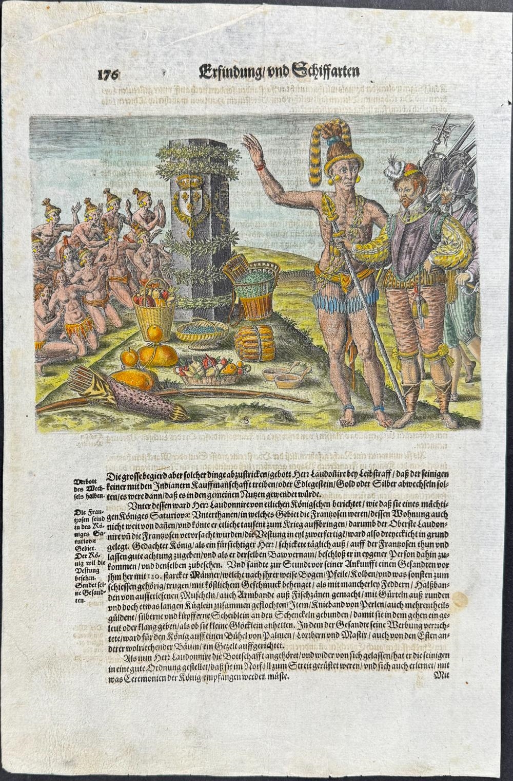 Theodor de Bry | Native Americans Worshipping a Column with French ...