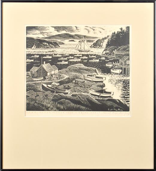 WOODBLOCK PRINT, STONINGTON, ME - Caroll Thayer Berry