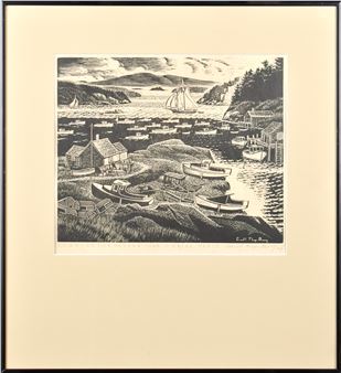 WOODBLOCK PRINT, STONINGTON, ME - Caroll Thayer Berry