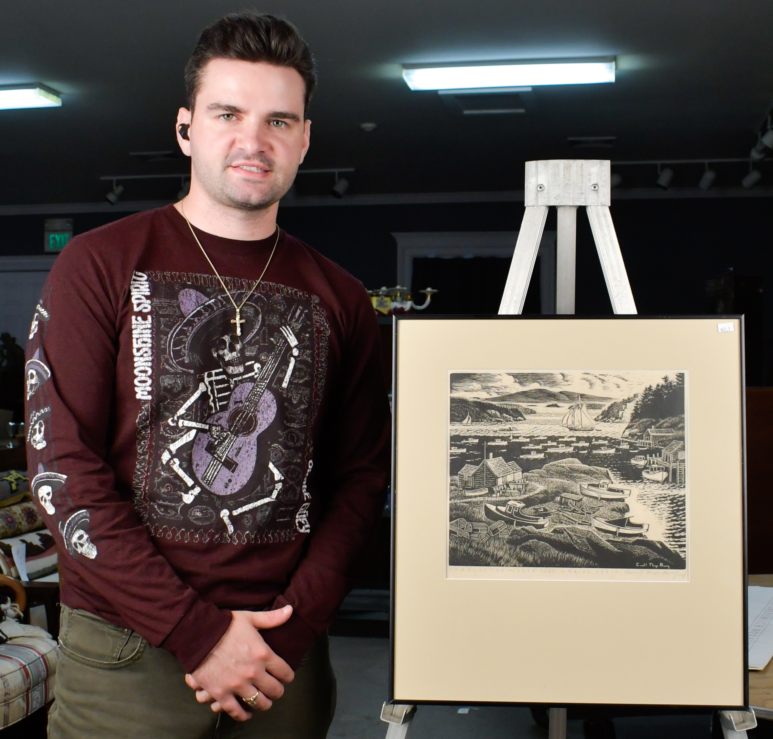 Artwork by Caroll Thayer Berry, WOODBLOCK PRINT, STONINGTON, ME, Made of Woodblock Print