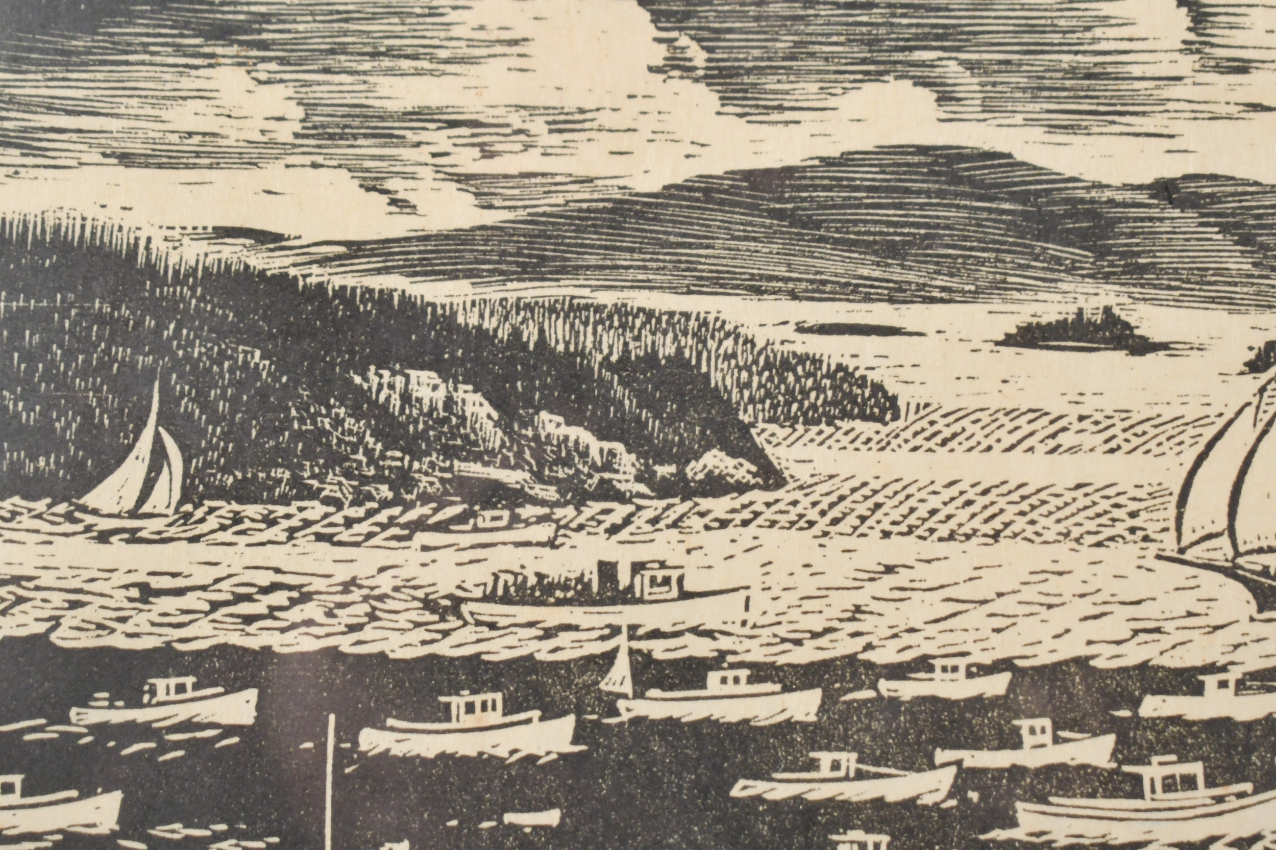 Artwork by Caroll Thayer Berry, WOODBLOCK PRINT, STONINGTON, ME, Made of Woodblock Print