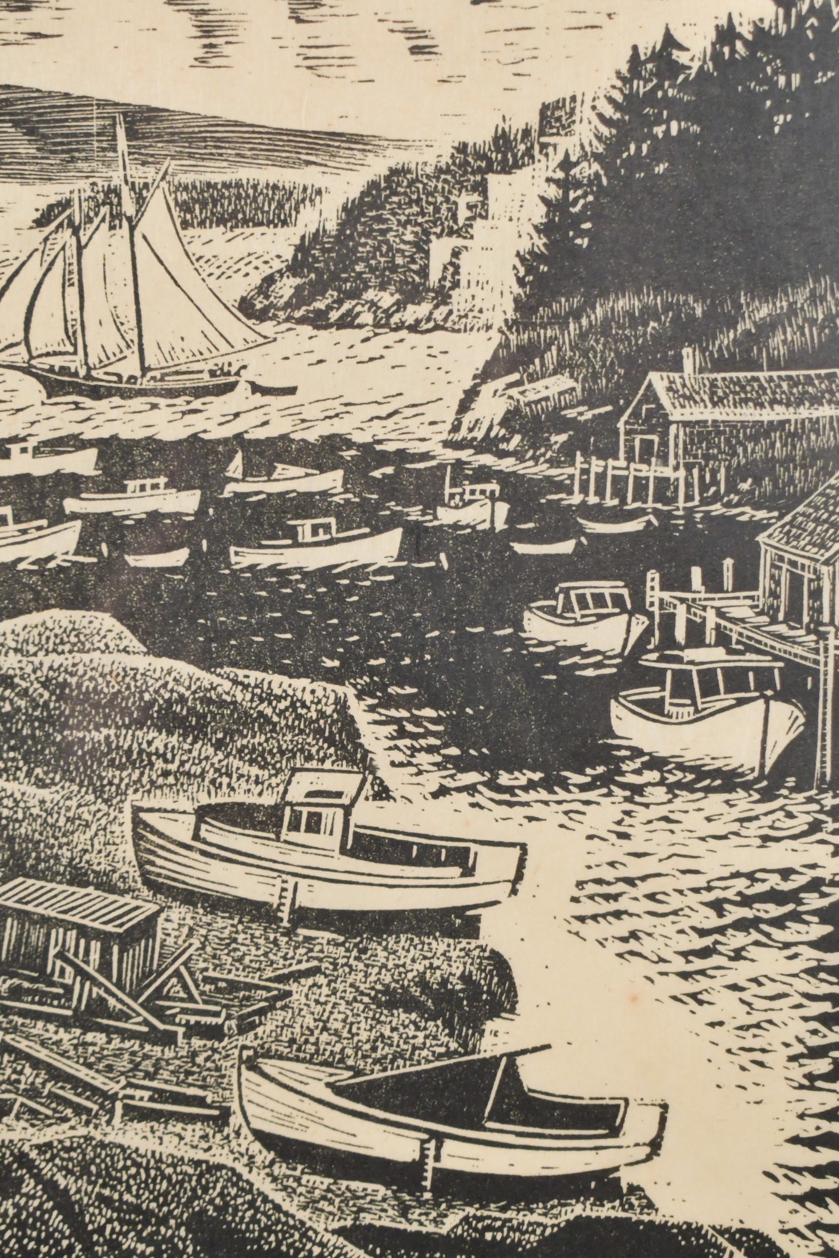 Artwork by Caroll Thayer Berry, WOODBLOCK PRINT, STONINGTON, ME, Made of Woodblock Print