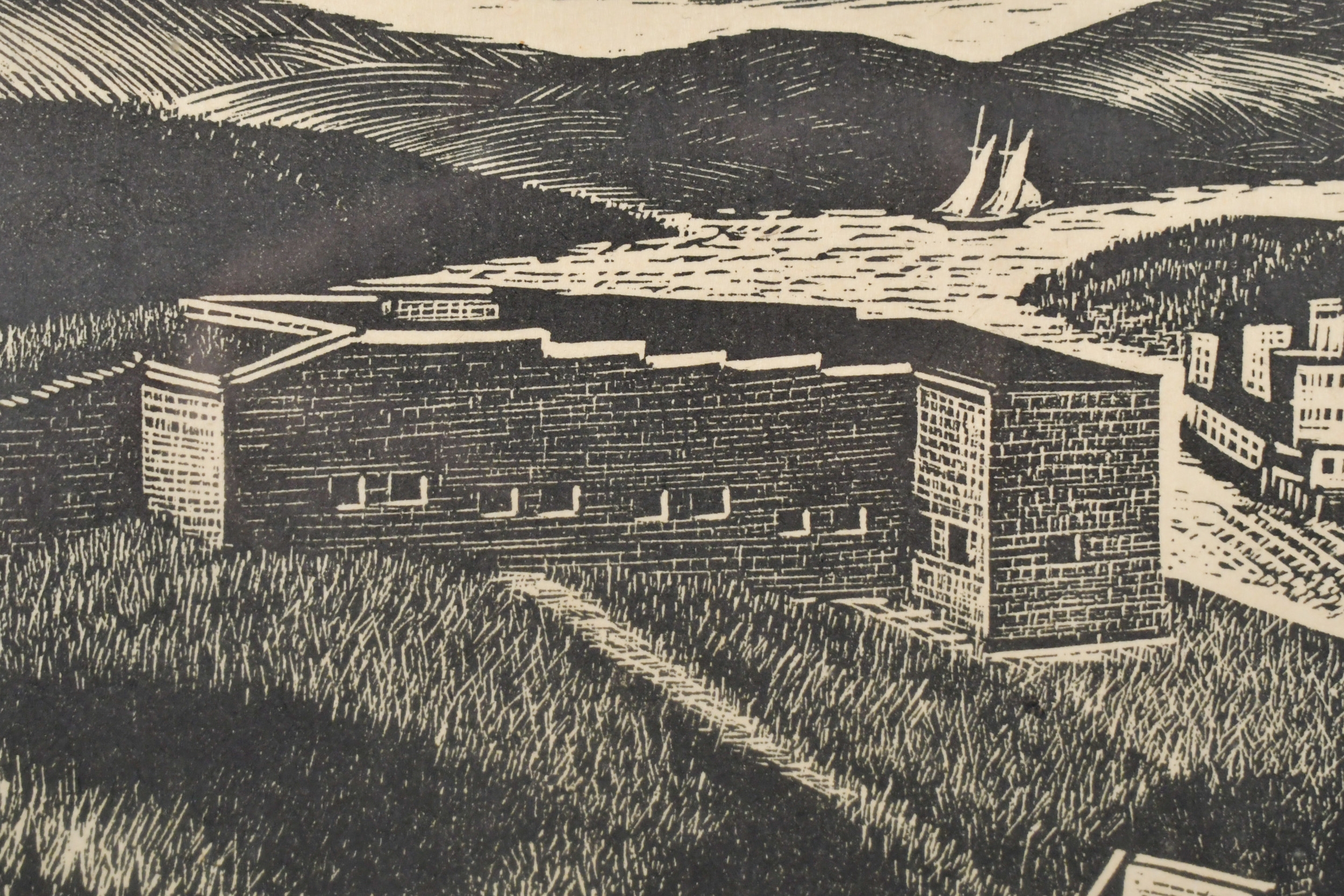 Artwork by Caroll Thayer Berry, Fort Knox, Made of Woodblock Print