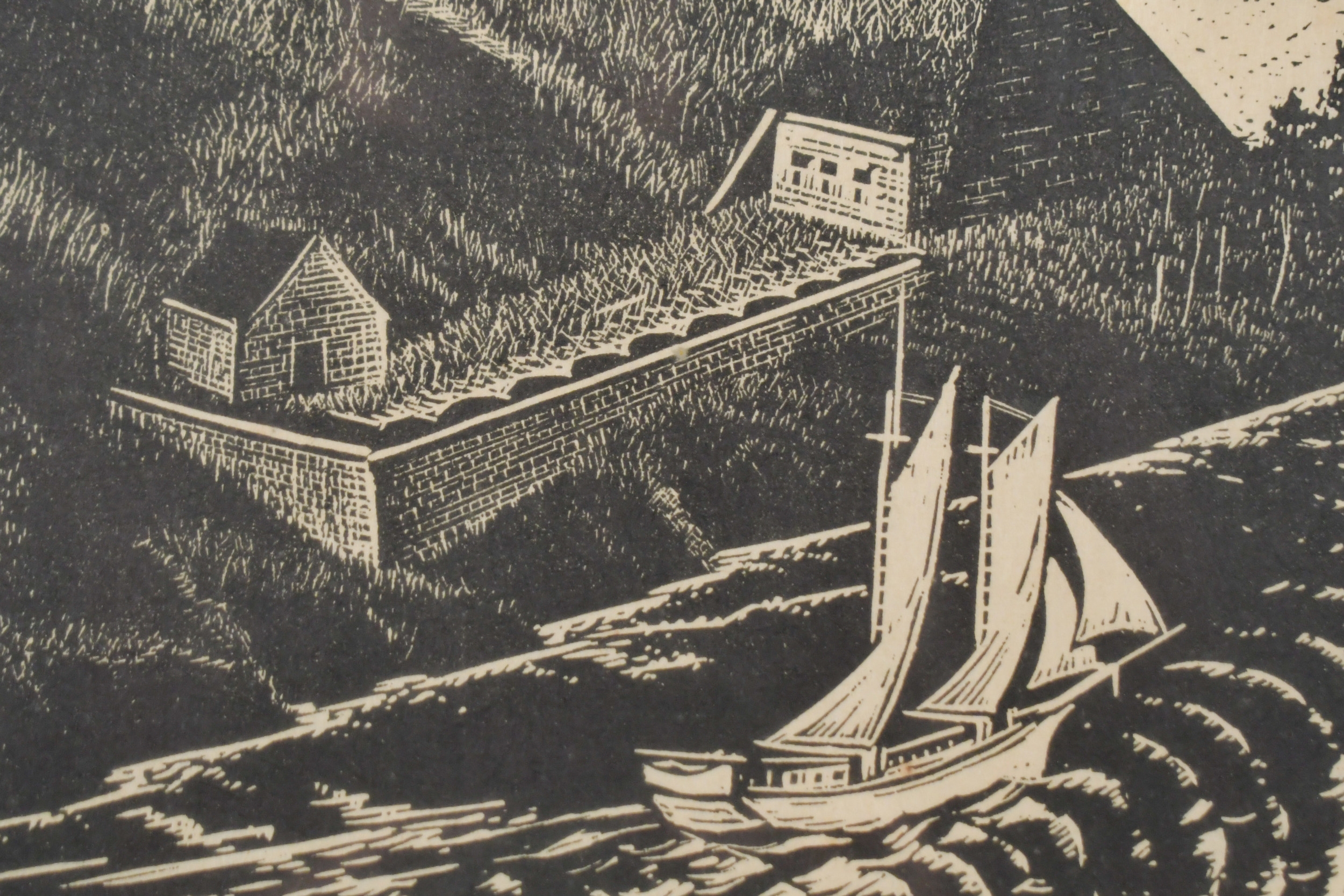 Artwork by Caroll Thayer Berry, Fort Knox, Made of Woodblock Print