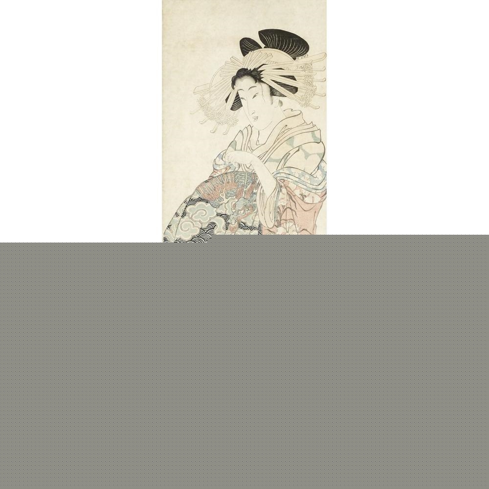 Artwork by Katsukawa Shunsen, A SET OF TWO FRAMED "KAKEMONO-E OIRAN" PRINTS, Made of Prints