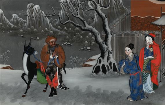 A Chinese reverse-painted glass picture - Chinese School, 19th Century