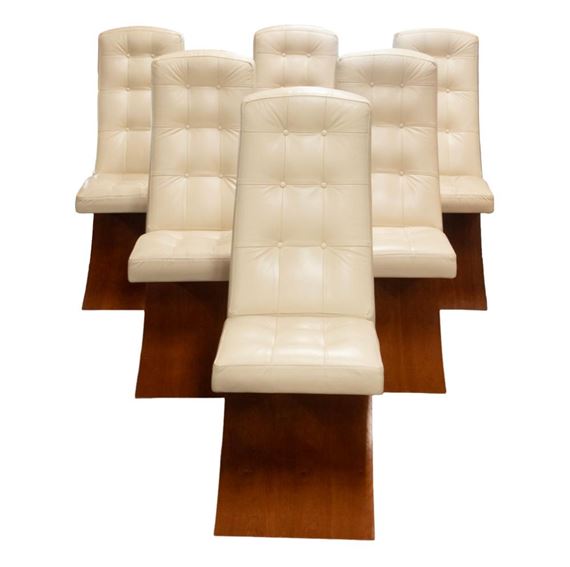 SET OF 6 THOMAS MOSER LEATHER UPHOLSTERED DINING ROOM CHAIRS - Thomas Moser