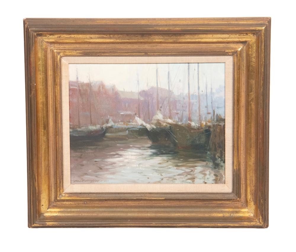 Artwork by Don Stone, Quiet Port, Made of Oil On Masonite