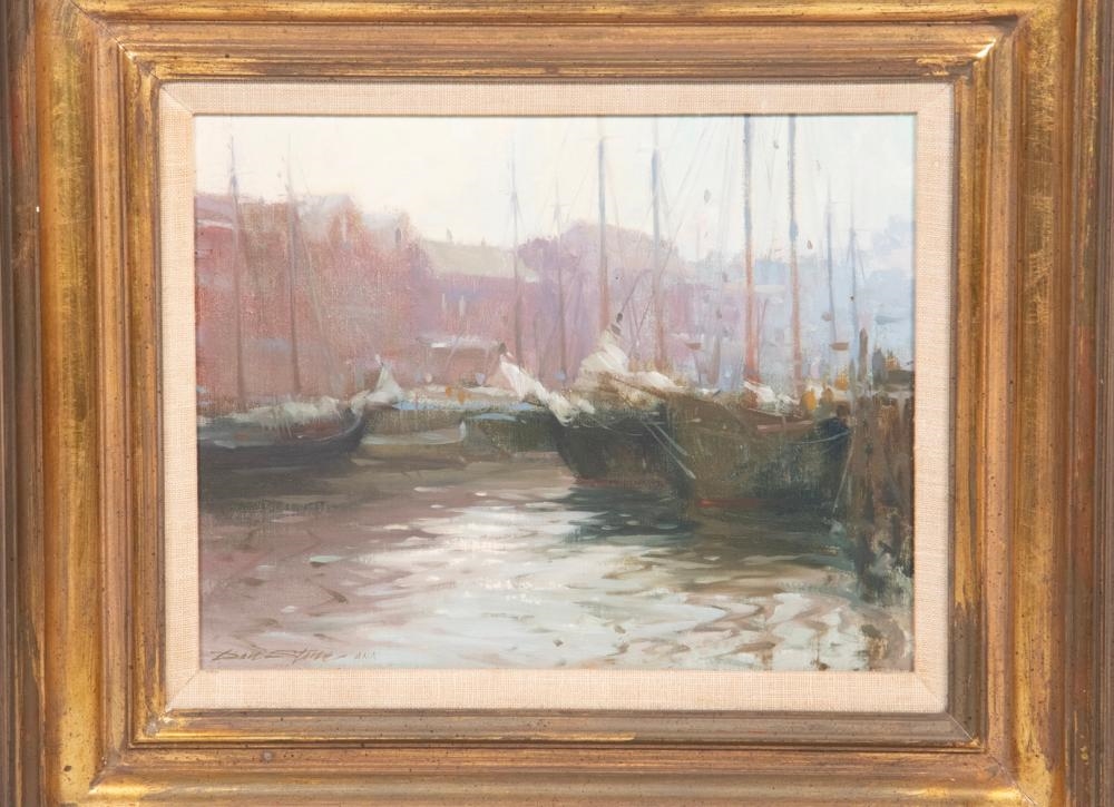 Artwork by Don Stone, Quiet Port, Made of Oil On Masonite