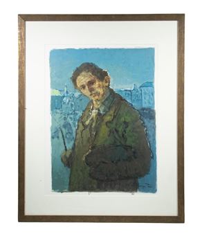 Self Portrait with Brush and Palette - Michael Waterman