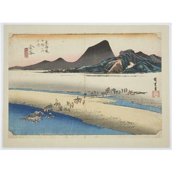 A SET OF SIX OBAN YOKO-E FROM HIROSHIGE'S GREAT TÔKAIDÔ ROAD, JAPAN, 19TH CENTURY - Utagawa Hiroshige