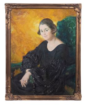 Portrait of Seated Woman in a Beaded Dress